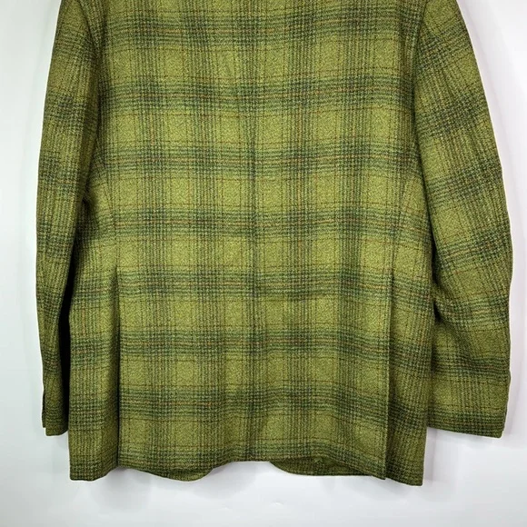 Vintage Hampton Heath Green Wool Plaid Blazer Jacket Size 44